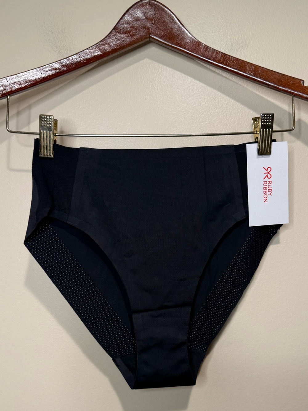 Ruby Ribbon Black Shapewear Briefs Panties Second Skin NWT